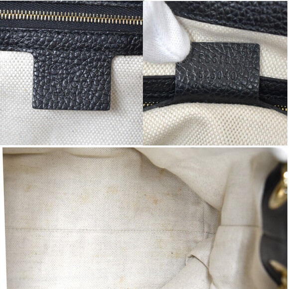 Gucci Soho Interlocking GG Tote Bag Chain Shoulder Strap Black Leather - Picture 9 of 9